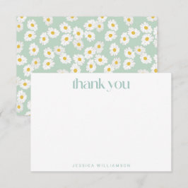 Vrijgezellenfeest lentepastel Sage Green Daisies Bedankkaart