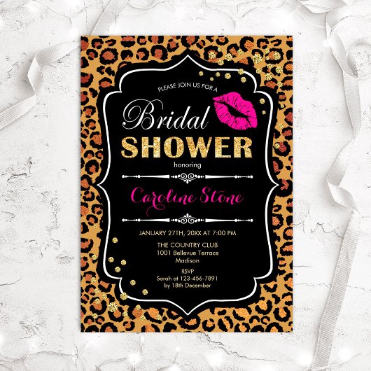 Vrijgezellenfeest - Leopard Print Pink Gold Kaart