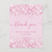 Vrijgezellenfeest lichtroze glitter bedankt briefkaart (Voorkant)