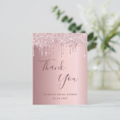 Vrijgezellenfeest lichtroze glitter bedankt briefkaart (Staand voorkant)