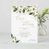 Vrijgezellenfeest Liefde in Bloom Wit Goud Bloemen Kaart (Staand voorkant)