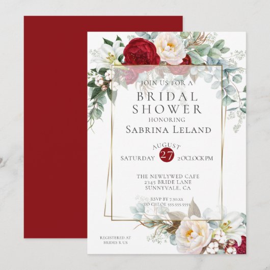 Vrijgezellenfeest | Lijst van Bourgogne Peony Flor Kaart (Voorkant / Achterkant)