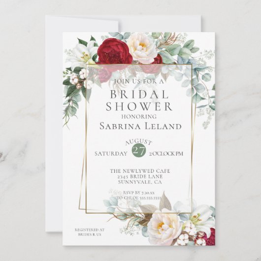 Vrijgezellenfeest | Lijst van Bourgogne Peony Flor Kaart (Voorkant)