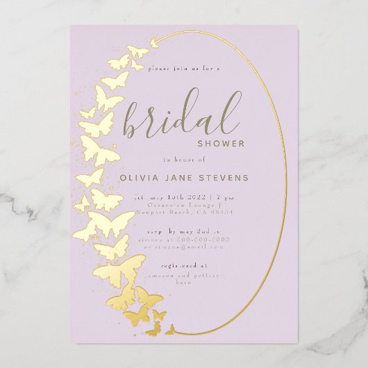 Vrijgezellenfeest Lila Elegant Gold Boho Folie Uitnodiging (Voorkant)