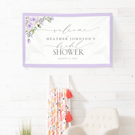 Vrijgezellenfeest Lila Lavender Floral Welkom Spandoek (Insitu)