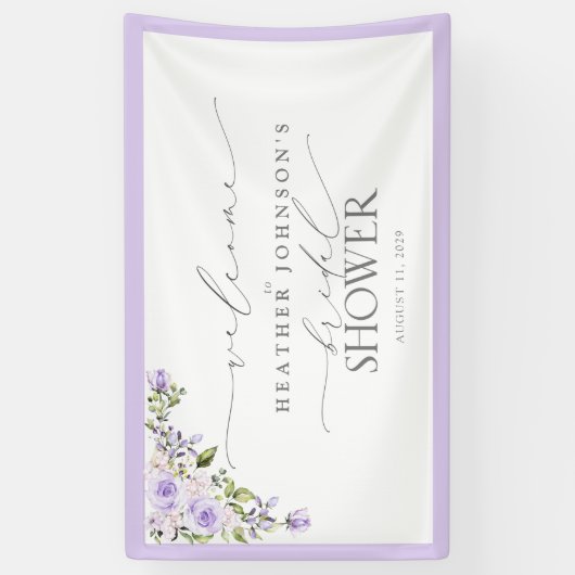 Vrijgezellenfeest Lila Lavender Floral Welkom Spandoek (Verticaal)