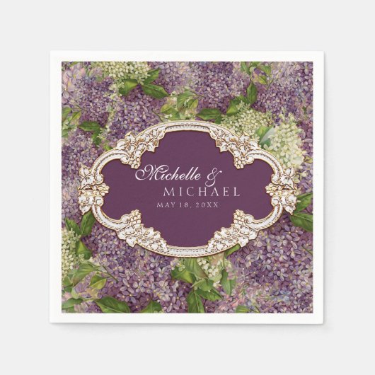 Vrijgezellenfeest  Lilacs Floral  Gold Servetten (Voorkant)