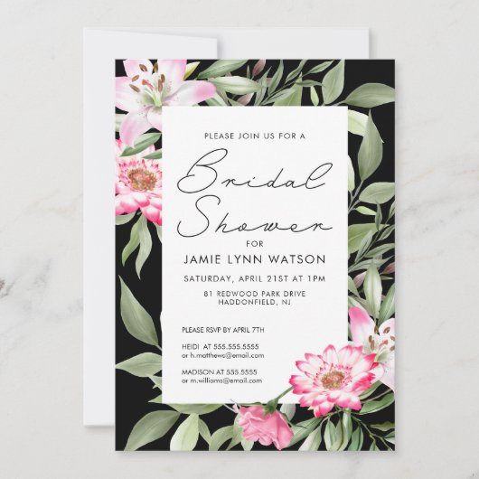 Vrijgezellenfeest | Lily Floral Lijst Invitation Kaart (Voorkant)