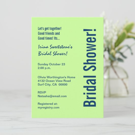 vrijgezellenfeest Lime Green en Navy Blue Circles Kaart (Staand voorkant)