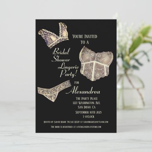 Vrijgezellenfeest Lingerie Feestuitnodiging Kaart (Staand voorkant)