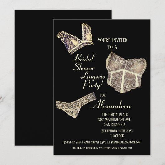  Vrijgezellenfeest Lingerie Feestuitnodiging Kaart (Voorkant / Achterkant)