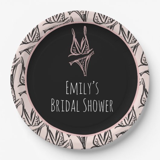 Vrijgezellenfeest Lingerie Party roze Patroon Papieren Bordje (Voorkant)