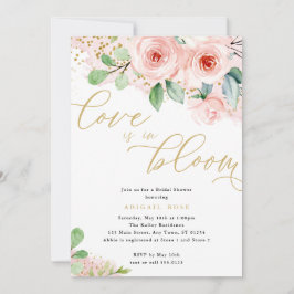 Vrijgezellenfeest Love in Bloom, Pink Gold Flowers Kaart