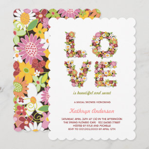 VRIJGEZELLENFEEST LOVE Spring Flowers Party Uitnod Kaart