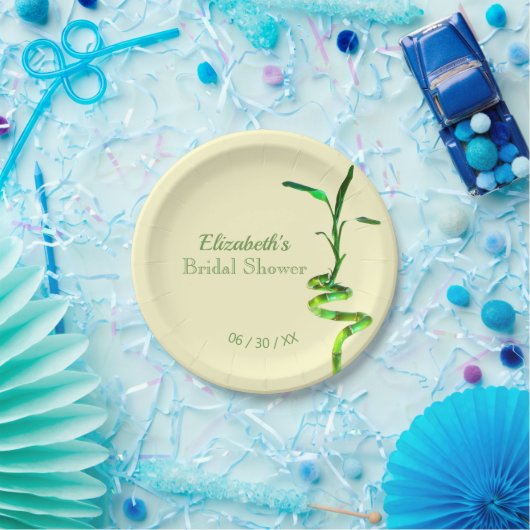 Vrijgezellenfeest Lucky Bamboe Pastel Gele Sjabloo Papieren Bordje (Feest)