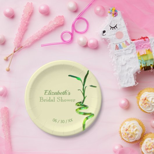 Vrijgezellenfeest Lucky Bamboe Pastel Gele Sjabloo Papieren Bordje (Feest)