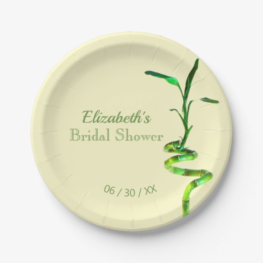 Vrijgezellenfeest Lucky Bamboe Pastel Gele Sjabloo Papieren Bordje (Voorkant)