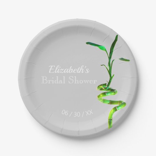 Vrijgezellenfeest Lucky Bamboo Light Grey Sjabloon Papieren Bordje (Voorkant)