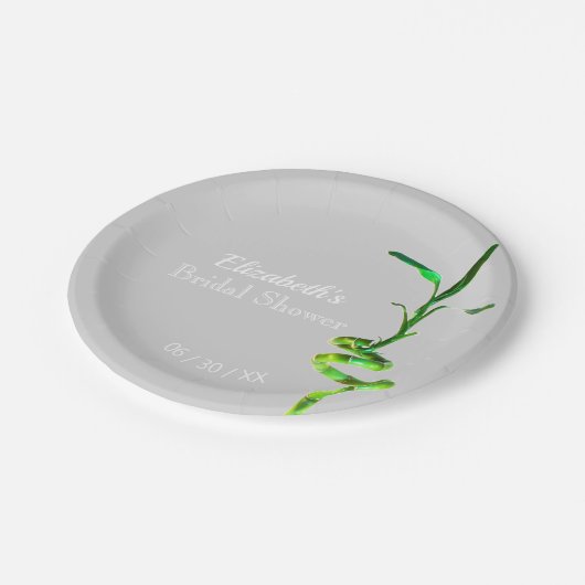 Vrijgezellenfeest Lucky Bamboo Light Grey Sjabloon Papieren Bordje (Gekanteld)