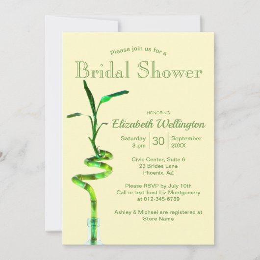 Vrijgezellenfeest Lucky Bamboo over pasteelgeel Kaart (Voorkant)