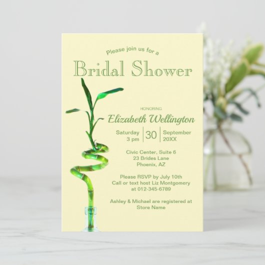 Vrijgezellenfeest Lucky Bamboo over pasteelgeel Kaart (Staand voorkant)