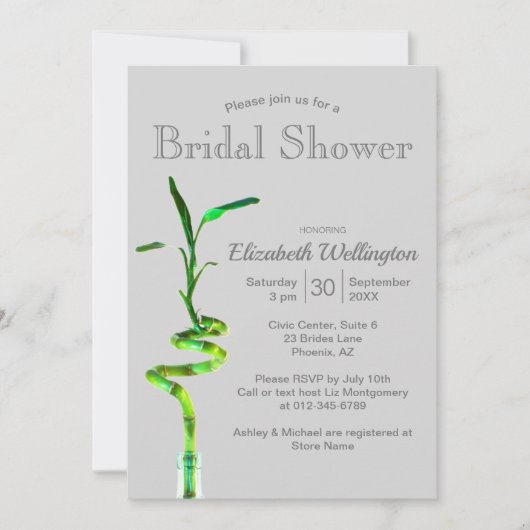 Vrijgezellenfeest Lucky Bamboo over Silver Grey Kaart (Voorkant)