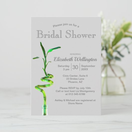 Vrijgezellenfeest Lucky Bamboo over Silver Grey Kaart (Staand voorkant)