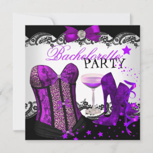 Vrijgezellenfeest Luipaard Paars Corset Champagne Kaart