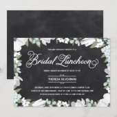 Vrijgezellenfeest Lunch Black & White Elegant Flor Kaart (Voorkant / Achterkant)