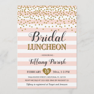 vrijgezellenfeest Luncheon Blush Pink and Gold Gli Kaart