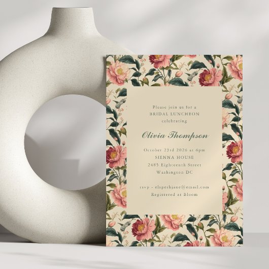 Vrijgezellenfeest Luncheon Elegante Zachte Bloeme Kaart