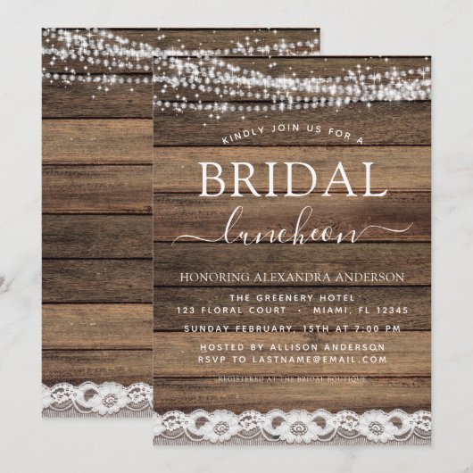 Vrijgezellenfeest Luncheon Rustic Farmhouse Kaart (Voorkant / Achterkant)