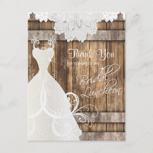 Vrijgezellenfeest Luncheon - Rustic Wood en Lace Briefkaart (Voorkant)