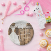 Vrijgezellenfeest Luncheon - Rustic Wood en Lace Papieren Bordje (Feest)