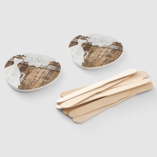 Vrijgezellenfeest Luncheon Rustiek Hout en Kant De Handwaaier (Niet-gemonteerd)