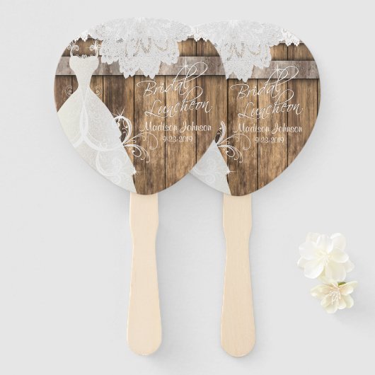 Vrijgezellenfeest Luncheon Rustiek Hout en Kant De Handwaaier (Voorkant en achterkant)