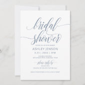 Vrijgezellenfeest Luxe Calligrafie Stoffig Blauw B Kaart (Voorkant)