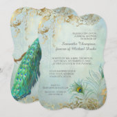 Vrijgezellenfeest Luxe gouden pauwenveren Elegant Kaart (Voorkant / Achterkant)