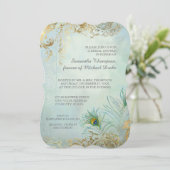 Vrijgezellenfeest Luxe gouden pauwenveren Elegant Kaart (Staand voorkant)