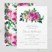  Vrijgezellenfeest Magenta Waterverf Flowers Kaart (Voorkant / Achterkant)