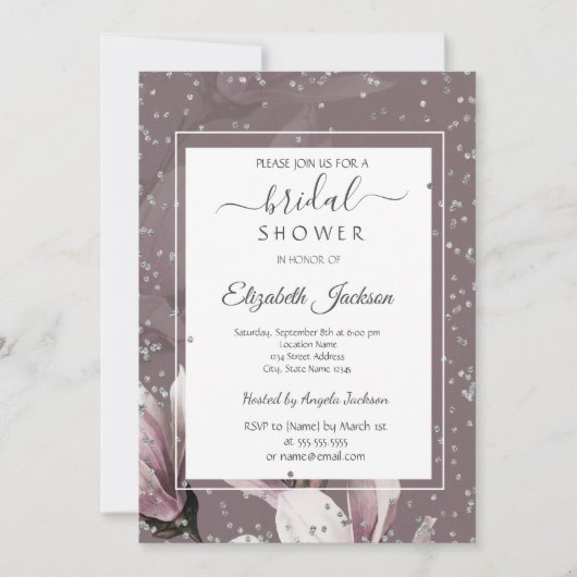 Vrijgezellenfeest Magnolia Flowers Diamonds Kaart (Voorkant)