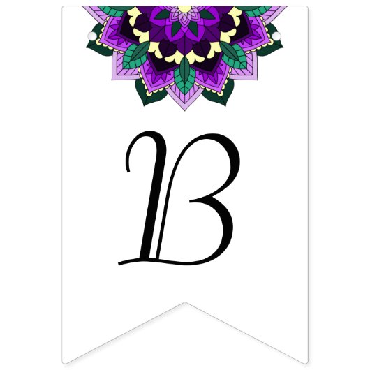 Vrijgezellenfeest. Mandala in het paars Vlaggetjes (Tweede vlag)