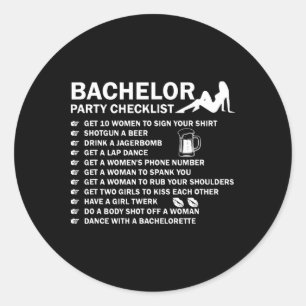 Vrijgezellenfeest mannen ondeugende checklist om t ronde sticker