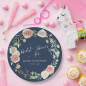 vrijgezellenfeest marine Blush Ivory Rozen Wreate Papieren Bordje (Feest)