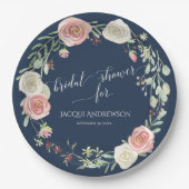 vrijgezellenfeest marine Blush Ivory Rozen Wreate Papieren Bordje (Voorkant)