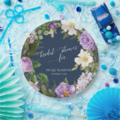 Vrijgezellenfeest Marine Lavendel Ivoor Pioen Kran Papieren Bordje (Feest)