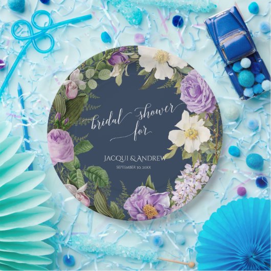 Vrijgezellenfeest Marine Lavendel Ivoor Pioen Kran Papieren Bordje (Feest)