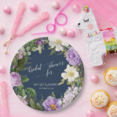 Vrijgezellenfeest Marine Lavendel Ivoor Pioen Kran Papieren Bordje (Feest)