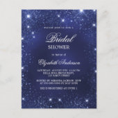 Vrijgezellenfeest marineblauw fonkelt elegant uitnodiging briefkaart (Voorkant)