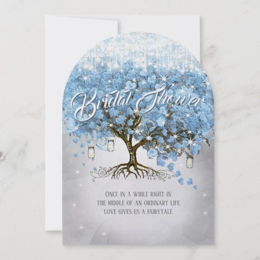 Vrijgezellenfeest Mason Jar Blue Heart Leaf Tree Kaart (Achterkant)